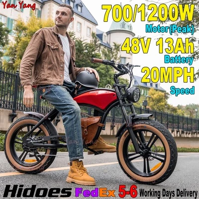 Электровелосипед круизер велосипед Hidoes 700 Вт для взрослых 20 миль/ч 48 В 20 дюймов толстая шина электровелосипеды - Изображение 1 из 4