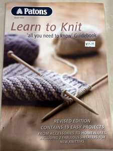 Patons 1249 Knitting Pattern bk Learn to Knit Revised Ed 19 projects 49 Pages - Picture 1 of 24