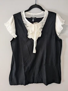 Nuovo con etichette - ALFANI ebano con camicia/camicetta/top bianco senza maniche 1X - Foto 1 di 6