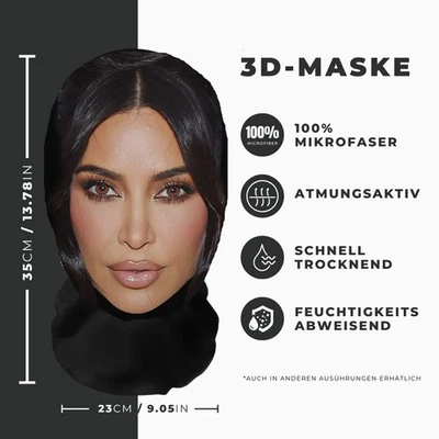 Realistische  3D-Druck Vollgesichtsmaske – Atmungsaktiv, Witz - Bild 1 von 3