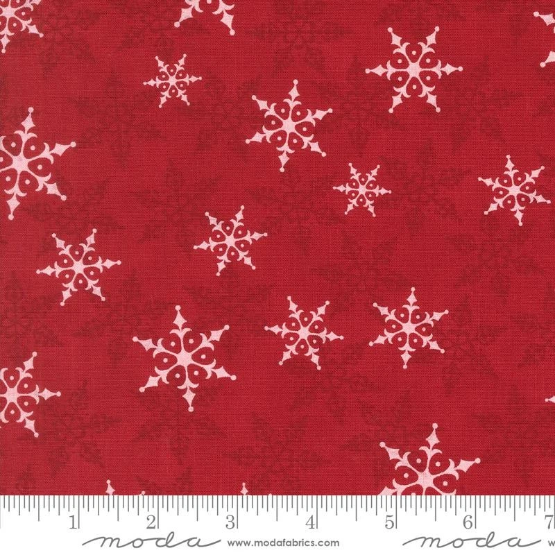 Berry Red Falling Snow 108" fabric by Moda, 108030 17, Winter Friends - Image 1 of 1