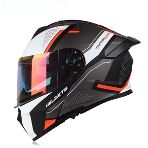 Casco Moto Flip Up Doppia Lente Full Face Casco Corsa Invernale Caldo - Foto 1 di 38