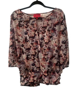 JENNIFER LOPEZ JLo WOMENS SIZE XL FLORAL WITH KEYHOLE NECKLINE 3/4 SLEEVES (659) - Picture 1 of 4
