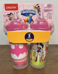 Playtex Sipsters DC Super Friends Sippy Cups Batgirl & Wonder Woman NUEVO - Imagen 1 de 4