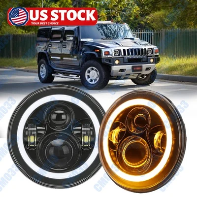 Faro proyector LED redondo cromado aprobado de 7" haz alto/bajo para Hummer H1 H2 Foto 1 de 4