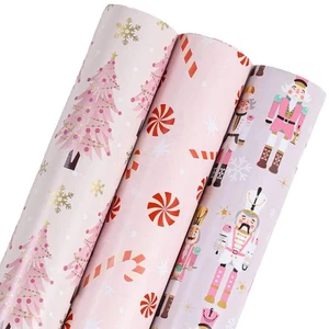 Geschenkpapierrolle Weihnachten - Rosa Nussknacker Zuckerstange Weihnachtsbaum Gif... - Bild 1 von 7