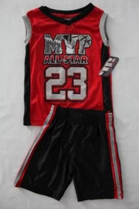 NEW Boys 2 piece Set 12 Months Mesh Tank Top Shirt Shorts Outfit Red MVP Sports - Picture 1 of 2