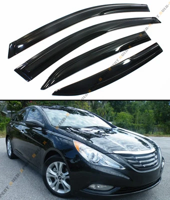 3D WAVY STYLE SMOKE WINDOW VISOR VENT SHADE FOR 2011-2014 HYUNDAI SONATA SEDAN - Image 1 of 3