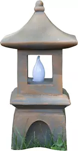 Pagoda Statue Solar Statue Japanese Outdoor Zen Garden Lantern Flickering LED - Picture 1 of 12