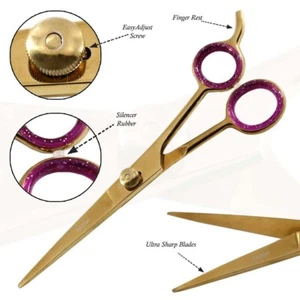 6.5" Golden Professional Hair Cutting Stainless Steel Razor Edge BARBER SCISSORS - Picture 1 of 6