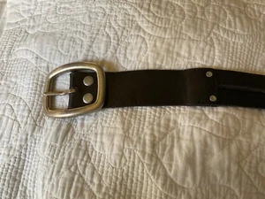 WOMENS LEATHER BELT Lucky Brand Black Scalloped Belt Leather 32 - Picture 1 of 5