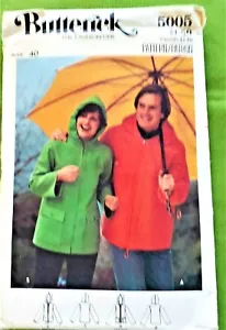 Butterick 5005 Men's Loose Fitting Hooded Jacket Size 40 Uncut Coat Outerwear - Picture 1 of 2