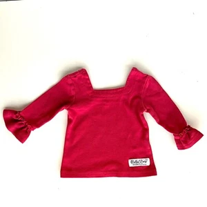 Ropa BELLA & OMI Niña 12-18 Meses Cuello Cuadrado Top Mangas con Volantes Algodón Rojo - Imagen 1 de 6