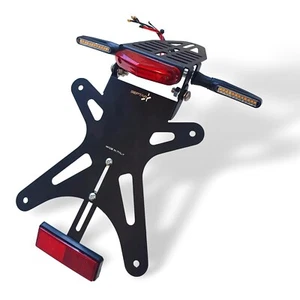 PORTATARGA REGOLABILE ENDURO MOTARD UNIVERSALE con faro frecce e catadiottro - Picture 1 of 4