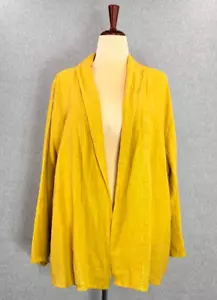 Bellambia Cardigan 3X Giallo Aperto Frontale Leggero Tabella Rotolo 100% Lino Italia - Foto 1 di 10