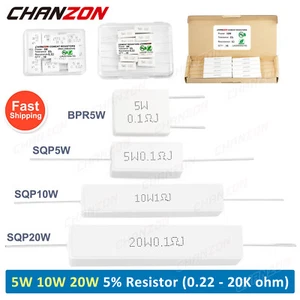 10pz Resistenza a filo di cemento 5W 10W 20W Watt 5% 0,1 - 20K Ohm - Foto 1 di 67