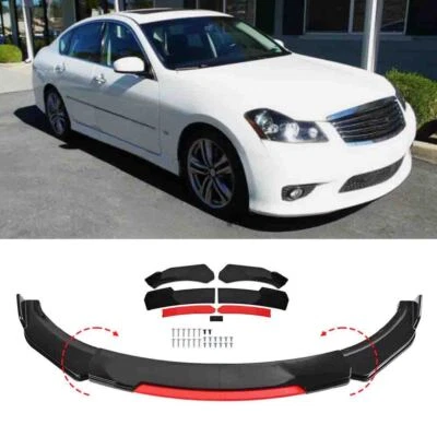 For Infiniti M35 M35h M37 M45 Glossy Black Front Bumper Red Lip Spoiler Splitter Foto 1 de 4
