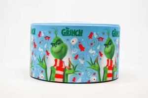 3" Wide Blue Dr. Seuss The Grinch Printed Grosgrain Cheer Bow Ribbon - Picture 1 of 1