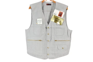 Japanese Workwear Multi Pocket Vest 100% Cotton Gray Size:L Casual Outdoor Tobi① - Picture 1 of 13