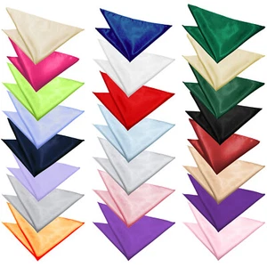 New Mens Fashion Italian Satin Pocket Square Handkerchief 23 Colours Hanky 23cm - Picture 1 of 82