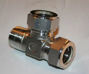 3/4" Tube x 3/4" Tube x 3/4" MNPT 316ss Male Run Tee HOKE GYROLOK 12TMT12316 - Picture 1 of 3