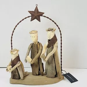 Driftwood Christmas Nativity Scene Three Wisemen Kings Wooden - Picture 1 of 9