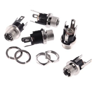 5pcs 5.5mm x 2.1mm Metal Female DC Connection Socket Panel Mount Jack Plug - Picture 1 of 5