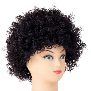 Disco Rockstar Small Curls Poofy Afro Halloween Costume Wig, Black, One-Size - Picture 1 of 5