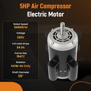 5HP Air Compressor Electric Motor 3450RPM 184TZ 7/8“ Shaft 23378805 54421193 - Picture 1 of 13
