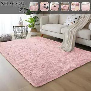 Pink Shaggy Rug Non Slip Ultra Soft Fluffy Carpet Runner for Bedroom Living Room - Picture 1 of 14