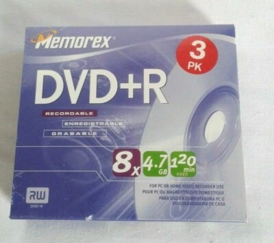 Memorex 4.7GB 8X/120 Min DVD+RW Media 3 PK Factory Sealed - Image 1 of 4