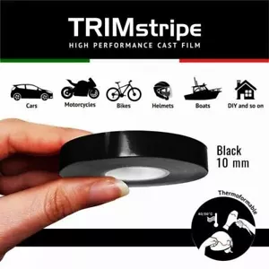 BLACK AUTOMOTIVE MOTORCYCLE 10mm TRIM PIN TAPE DETAIL PINSTRIPE ADHESIVE VINYL - Imagen 1 de 5
