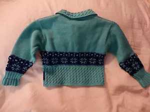 Obermeyer Girls Preschool Aqua w/ Purple Design Ski Sweater Sz S - Picture 1 of 5