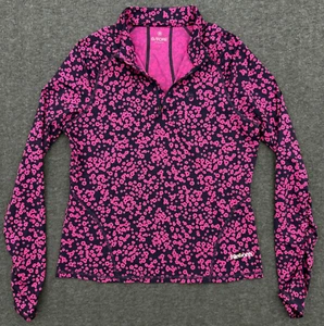 G/FORE Pullover Womens Large Pink Floral Isleworth Golf 1/4 Zip Top Performance - Picture 1 of 12