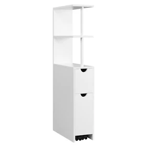White Niche Bathroom Cabinet With Drawer Wheels Stret Side Wardrobe - Picture 1 of 13