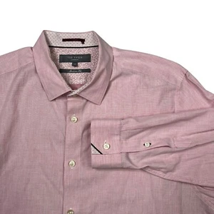 Ted Baker Modern Fit Button Down Long Sleeve Dress Shirt Pink Mens 17 - Picture 1 of 7