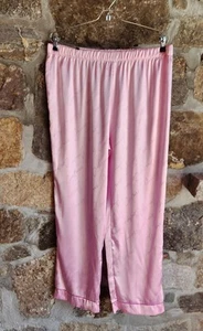 Womens Juicy Couture Pajama Pants Satin Pink XL Elastic Waist Cuff - Picture 1 of 11