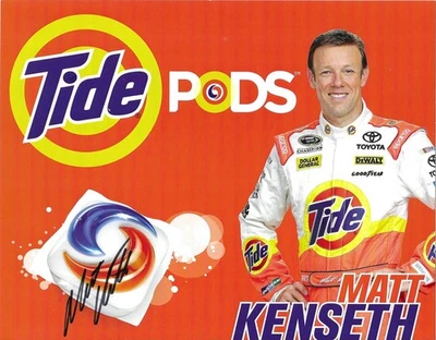 SIGNED! 2016 MATT KENSETH #20 NASCAR SPRINT CUP SERIES "TIDE PODS" POSTCARD! - Image 1 of 2