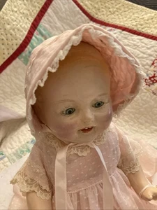 Pretty Little Pink Bonnet For Small Doll - Picture 1 of 4