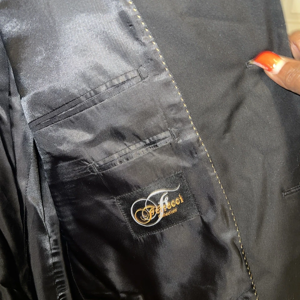 Men's Ferrecci Ford Black Blazer Jacket Italian Oxford Single Breasted Reg Fit  - Image 1 of 4