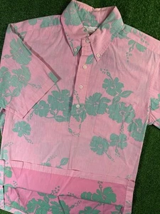 Vintage Reyn Spooner Pink Hawaiian Reverse Print Small Medium Pop Over Shirt USA - Picture 1 of 4