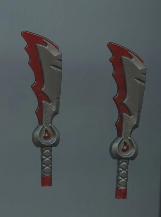 Minifigura NINJAGO LEGO x 2 Perla Gris Oscuro, Arma Espada con Moldeado Trans-Rojo Foto 1 de 1