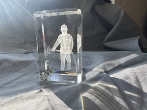 Fermacarte cristallo vetro inciso 3d vigili del fuoco vigili del fuoco cubi 3x2 pollici - Foto 1 di 2