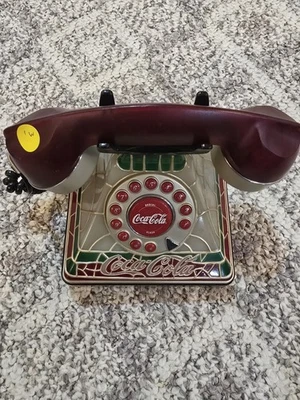 Vintage Coca Cola Telephone Stain Glass Look Push Button - Image 1 of 4