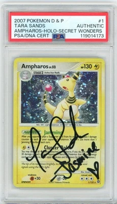 PSA Tara Sands Signed Ampharos 1/132 Secret Wonders Holo Pokemon TCG 2007 - Image 1 of 2