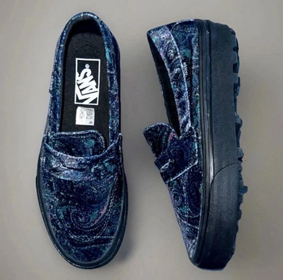 Nuevo VANS Estilo 53 Terciopelo Paisley Azul Oscuro Zapatos Sin Cordones Para Mujer Talla 7 Foto 1 de 4