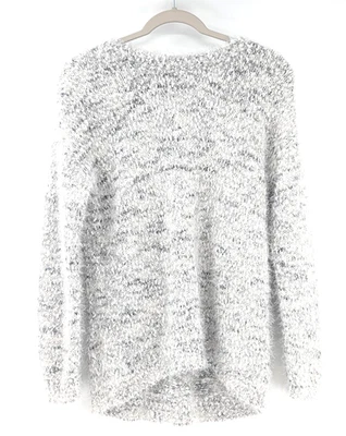 Sonoma Fuzzy Gray White Chunky Knit Long Sleeve Round Neck Sweater Gray Size M - Image 1 of 4