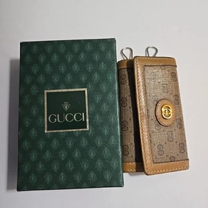 Gucci Vintage GG Signiture Leather/ Canvas Key Holder Wallet Original Box - Picture 1 of 6