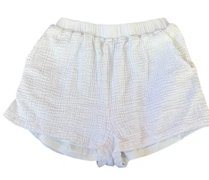 Princess Polly weiße strukturierte Baumwollshorts US6 AU/UK10 EU38 Gummibund L - Bild 1 von 10