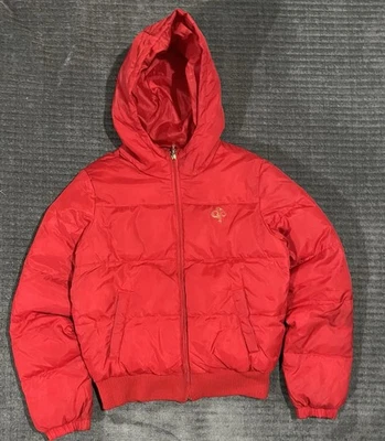 Chaqueta Abrigo Vintage Y2K Southpole Rojo Burbuja Puffer Para Mujer Talla Pequeña Con Capucha Foto 1 de 4
